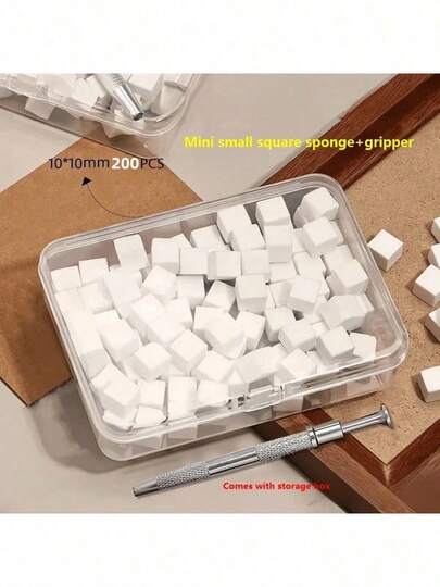 200pcs Mini Sponge Blocks With A Claw Tweezers Gripper, Manicure Nail Painting Gel Ombre Coloring Sponge Gradient Nail Gel Polish Tools