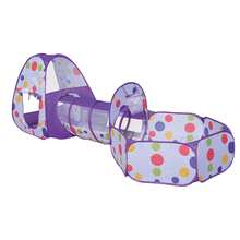 兒童向日葵圖案室內球池隧道帳篷，方便嬰兒爬行、射擊遊戲、公園玩具屋 - 橘色 - 查看 9