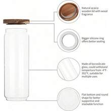 Cloud Bead No.1 Small Glass Storage Jar With Airtight Lid, Coffee Container With Wooden Lid, Glass Canister For Storing Beans, Rice, Sugar - Multicolor - View 6