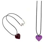 1pc Semi-Transparent Heart-Shaped Glass Pendant Necklace, Red & Pink Color, Stylish Design - Multicolor - View 18