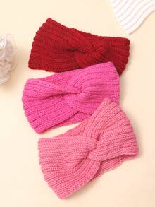 3/4件套秋冬时尚保暖针织交叉头带耳罩手工头巾时尚发饰女士发带 - 彩色 - 查看 4