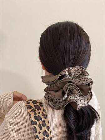 1pc Four-Layer Leopard Print Hair Tie For Women, High-End Look, Bun Hair Tie, Elegant Ponytail Hair Tie, Hair Accessory ,Scrunchy