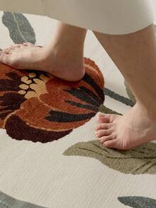 DAJIANG 1pc Vintage Simple Floral Print Non-Slip Entrance Rug, Soft Carpet, Foldable & Washable, Suitable For Living Room, Kitchen, Bathroom, Bedroom Decor - Home Decoration, Thickened For Festival, Entryway, Runner Rug, Autumn, Winter