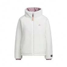 Adidas Women's Reversible Short Plush Thermal Lined Stand Collar Padded Coat HY7218 Hanyubai/Pink - Hanyu White - View 1