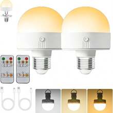 2个电池供电壁灯，带布艺灯罩，LED可充电灯泡壁灯套装（2个），可调光无线灯，3种色温，12种RGB颜色，带遥控器，适用于卧室、客厅、走廊