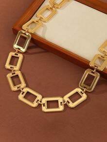 1pc Vintage Geometric Hollow Square Design Waist Chain, Fashionable & Versatile For Women, Suitable For All Seasons/Gift/Party/Work