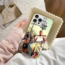 Cover per telefono del videogioco Grand Theft Auto GTA5, compatibile con 17, 16, Pro, Max, Plus, con fantasia glitter, aurora e onde, compatibile con 17, 17 Pro, 17 Pro Max