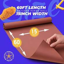 - Rollo de papel de carnicero rosa de 15x 720 pulgadas 60 pies para ahumador, barbacoa, ahumar, carne, sin blanquear, sin recubrir, rosa, 15x 60 pies - rosa + 15" x 60' - Ver 3