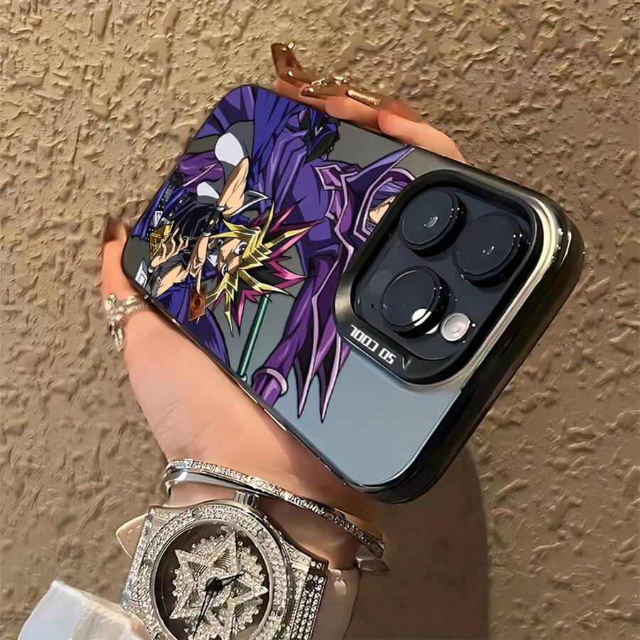 Funda de Teléfono de Juego de Cartas de Anime Japonés  Compatible con iPhone 16 15 14 13 12 11 Pro Max X XR XS MAX 8 27 Plus Cubierta Trasera Mate a Prueba de Golpes - Negro - Ver 1
