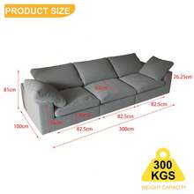 Cloud Modular Sofa With Certified Foam, Upholstered Floor Sofa With Deep Seat, Upholstered Sofa For Bedroom Living Room, No Assembly Required (Corduroy Fabric, Grey) - Gray + Flannelette + 3 Seat - View 3