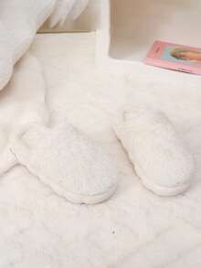 Children's Casual Princess Closed Toe Slippers, Warm Plush Indoor Floor Slippers For Little Girls In Winter