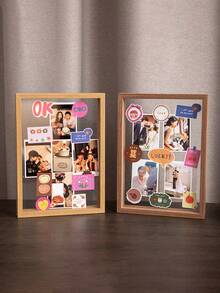 1个木质双面相框 - 可放置于桌面或悬挂于墙面，配有亚克力面板，适合放置照片和植物标本 - 天然木材和胡桃木贴面，简约装饰 - 节日礼物、毕业纪念品、书架装饰、秋季家居点缀、送给她的生日礼物 - 彩色 - 查看 8