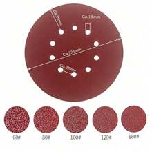 50 pezzi Dischi abrasivi Carta vetrata per levigatrice a parete 225mm Set da 10 fori - Rosso - Visualizzare 2