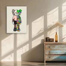 Framed 1pc Frame  Kaw Art Poster - Vibrant Cartoon-Style Canvas Wall Art,Perfect For Bedroom Decor & Gift For Friends, Minimalist Beige Background With Colorful Accessorie - Nhiều màu - Xem 5