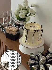 13 piezas Decoraciones elegantes de lazo rojo/negro/rosa/blanco/azul/champán para decorar pasteles, suministros de decoración de cinta para pasteles DIY para fiestas, aniversarios, bodas, Día de la Madre, Día de San Valentín