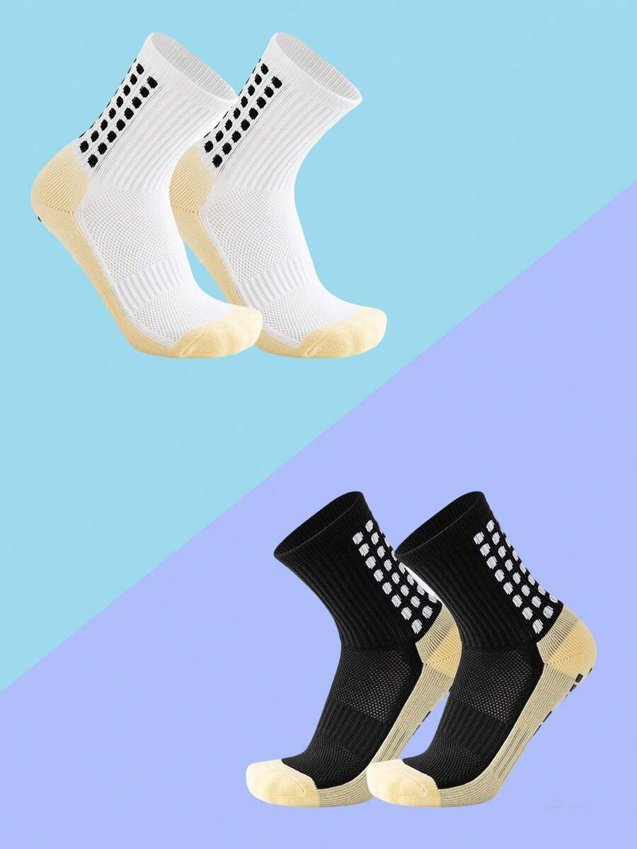 3 Pairs Men's Grip Soccer Crew Socks, Non-Slip Athletic Socks For Basketball, Football, Sports Christmas Thanksgiving New Years Holiday Gifts, Fal - Multicolor - View 1