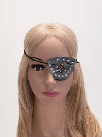 1pc Vintage Halloween Party PU Leather Rivet Alloy Pirate Eye Patch