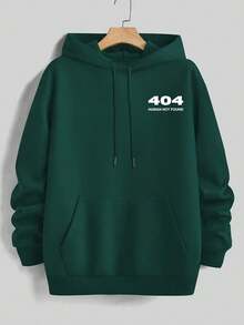 Sudadera con capucha con estampado de elemento numérico para hombre, para otoño/invierno, estilo urbano - Verde - Ver 5
