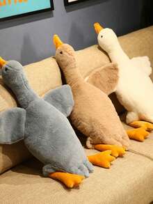 1 Stück weiches Plüsch Ente Stofftier, Weiß/Grau/Braun, Begleittier für Katzen und Hunde, hilft Hunden beim Spielen und Energieaufwand, geeignet für kleine bis mittlere Haustiere (nicht für große Haustiere empfohlen, da sie es zerkauen und beschädigen könnten)
