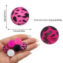 30/50pcs Pink Leopard Print Silicone Beads Set, 15mm, Suitable For DIY Jewelry Making