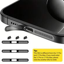 ZYONS 3+3 件套金属扬声器防尘网（3 件 - 多色）+ Type-C 防尘塞（3 件 - 黑色），兼容 17 Pro Max/17 Air/16 Pro Max/16/15 系列，采用耐用金属材质，提供黑色/银色/宇宙橙/金色/绿色/红色/蓝色/紫色/沙漠钛色可选，包含 Type-C 防尘塞、Type-C 接口盖和防尘塞。 - 3+3 - 查看 15