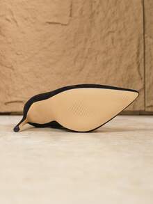 Bốt cao gót ôm sát bằng vải Lycra co giãn màu đen, mũi nhọn gợi cảm, 12cm, cao đến bắp chân, dành cho nữ, mùa thu/đông - màu đen - Xem 6