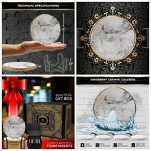 - 6 piezas posavasos para bebidas absorbentes con soporte. Montaas rusas de piedra con base de corcho. Ideas de regalo - Posavasos con borde dorado - Ver 1