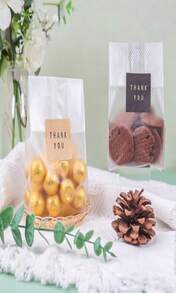 LOKQING Cellophane Treat Bags Cookie Bags For Packaging Clear Gift Bag With Stickers For Cookies,Candy,Chocolates(Fog,9x33inch) - ColorD - 查看 2