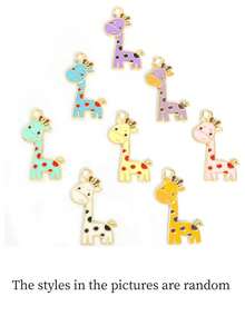 1pc Gold Plated Drip Oil Crafted Animal Series Pendant - Panda, Giraffe, Butterfly, Dragonfly, Squirrel, Ladybug Animal Pendant, DIY Necklace, Bracelet, Charm