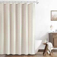 Natural Linen Shower Curtain, Country Boho Farmhouse Bath Decor Beige Shower Curtains For Bathroom Neutral Cloth Weighted Textured Fabric Bath Curtain Liner With Hooks, Cream, 72 Inch{"Color_name":"Linen","Size_name":"72\"Wx72\"L(Packof1)"} - 多色2 - 查看 1