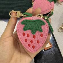 Mini monedero de moda para mujeres, cartera linda, bolsa, colgante, regalo para niñas, llavero de fresa - Rojo - Ver 5