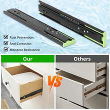 5 Pairs Full Extension Drawer Slides Rails, 12/14/16 Inch Drawer Slides 100LB Capacity, Heavy Duty Full Extension Ball Bearing, Side Mount Drawer Rails, Cabinet Drawer Slides For Dresser, Kitchen, Black-5 Pairs - 5 Pairs Black - View 5