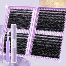 640PCS 50D+60D+80D+100D Individual False Cluster Lash Book Kit – High Capacity Individual Lashes 0.31–0.63inch Mixed D Curl Natural Look, Wispy, Soft & Comfortable False Eyelashes, Long-Lasting Individual Lashes Kit With Lash Bond & Seal, Lash Tweezers & Brush, Perfect For Halloween, Thanksgiving, Christmas, New Year's & Valentine's Day, Personal Care, Festive Glam Beauty - Màu tím - Xem 5
