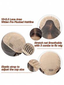 13*3.5 高清蕾丝前假发 22 英寸棕色渐变卷曲合成发 - 中分/侧分波浪假发，优雅自然发际线，柔软，适合日常、角色扮演、派对万圣节服装