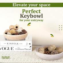 Travertine Decorative Bowl 7.8 Diameter 2 Height Key Bowl For Entryway Table Travertine Organic Modern Centerpiece Beige/Natural - 米色天然石灰華 - 查看 6