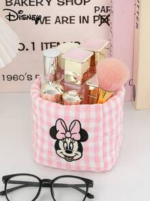 Disney 1个装大容量化妆篮，绣有米妮米奇图案，桌面收纳篮，办公杂物收纳篮，桌面收纳篮，化妆品收纳篮，护肤品收纳篮，婚礼伴娘礼物，妈妈礼物，生日礼物，送给朋友和老师的礼物，家居装饰，浴室客厅卧室装饰。