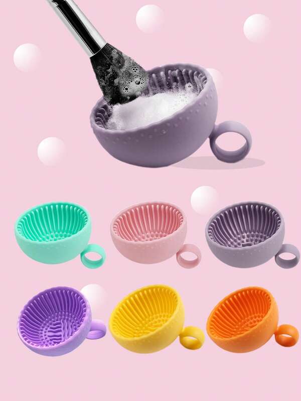 1 Stück Make-up Pinsel Reinigungsschale, klein und tragbar, nicht verformbar, Schönheitspinsel Reiniger für Herren und Damen, Zuhause und Badezimmer, zum Reinigen von Augenbrauen, Rouge und Lidschatten Pinseln, Reise- und Make-up-Accessoires, Weihnachtsgeschenke für Pink Up, Winter, Make-up Pinsel Reiniger