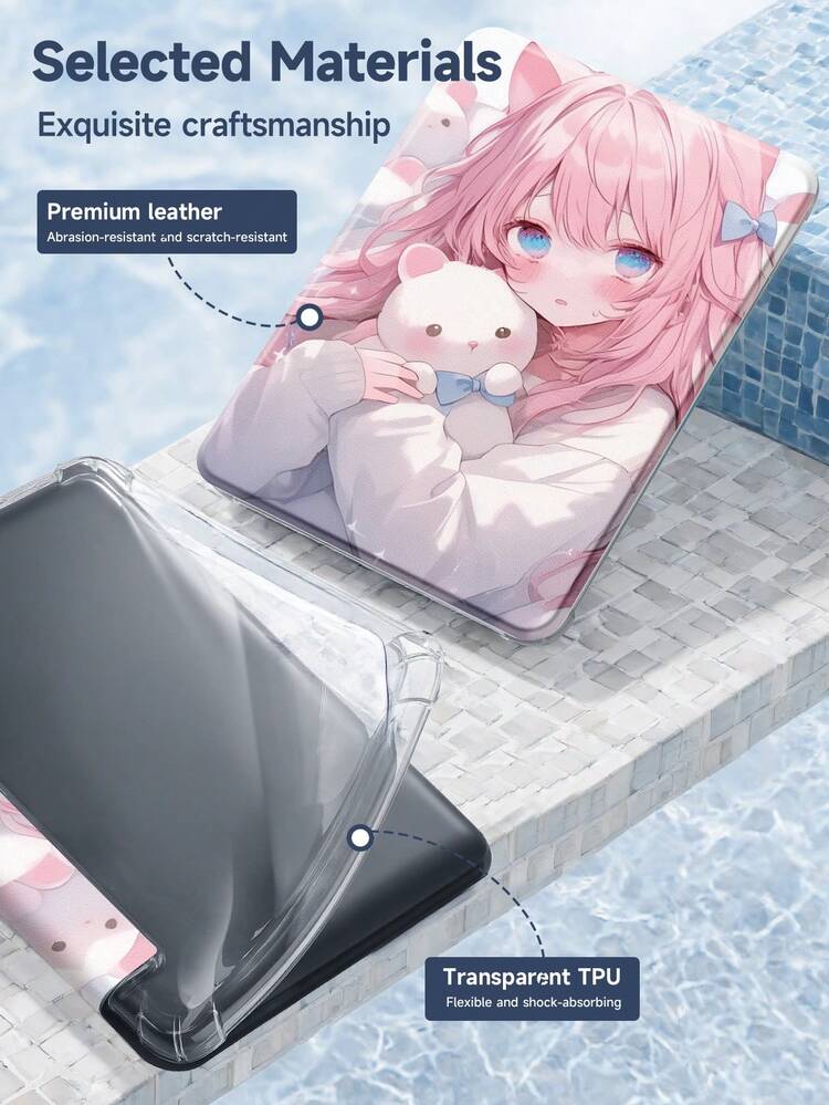 Ayotu 可爱粉色动漫女孩保护壳适用于 iPad 第 10 代，防震保护套适用于三星 Galaxy Tab A8 10.5 英寸 2022、iPad 第 9 代（10.2 英寸）、iPad Pro 11 英寸 2021 和 iPad 第 10 代 - 彩色 - 查看 10