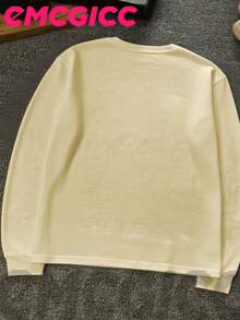 EMCGICC Manfinity Y2k Thin Long Sleeved T-Shirt ,Fit Fitting Style Graphic T Shirt Cotton 230g,Fashionable Hip-Hop For Men -  Long Sleeve T-Shirts, Funny Vintage Shirts,Regular Fit, Street Style, Digital Print,  Ideal Gift - 米色 - 查看 3