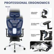 Silla ergonómica de Oficina, Silla de Oficina con reposapiés, reposabrazos 3D Ajustables, reposacabezas para Oficina y hogar, Color Negro - Negro - Ver 7