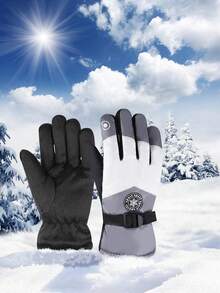 1 双拼色加厚保暖滑雪手套，户外骑行防风手套，防滑掌心，可调节腕围，适合户外运动、健身、雪上活动 - 彩色 - 查看 7