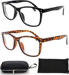 Nearsighted For Distance Myopia Glasses For Men Women Square 2-Pair For Driving 10 15 (Not Reading Glasses) - ColorA - 查看 1