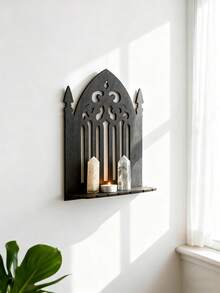 1 件哥特式壁挂架，黑色教堂窗户设计，壁挂式展示架，神秘家居装饰架，可用于展示水晶、蜡烛、饰品，复古哥特式房间装饰，适用于客厅、卧室、办公室 - 彩色 - 查看 5