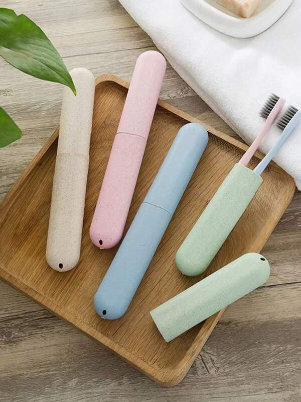 1/2 pezzi Custodia da viaggio per spazzolino, custodia per spazzolino da viaggio senza formaldeide per la cura personale, custodia per spazzolino in paglia di grano di alta qualità, custodia per spazzolino portatile antipolvere - igienica e adatta ai viaggi, con 4 opzioni di colore, design compatto e durevole per l'uso quotidiano e la cura orale durante gli spostamenti, custodia protettiva per spazzolino