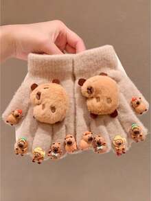 2 st varma, söta tecknade tassavtryckshandskar för barn, moderiktiga och mångsidiga för flickor och pojkar - Multifärgad - Visa 4