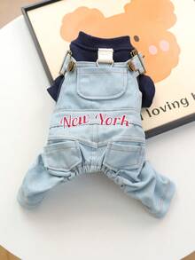 PETCIRCLE 1PC Pet Clothes Small Dog Puppy Cute Letter Patch Pocket New York Overall - Multicolor - View 9