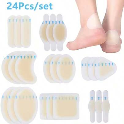 8pcs Heel Patches 8 Shapes Hydrocolloid Gel Heel Sticker Blister Plasters Bandages Cushion Pad For Heel Foot Toe Guard Skin, Invisible Gel Blister Cushion Pads Absorbent Foot Care Patches For Heel Toe And Skin Protection Pain Relief,Gel Heel Protector Stickers Soft Hydrocolloid Pad Relief Pain Blisters Bunions Corns Calluses Friction Shoes Sticker