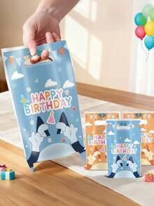 Juego de 10 bolsas de tela con el tema de la familia y los amigos de Blueys. Bolsas de regalo con diseños de Bingo, Coco, Rusty y Muffin para empacar regalos, dulces y suministros para fiestas