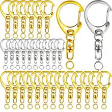 20 pièces/1 pièce Ensemble de mousquetons à anneau en D avec chaînes, anneaux de jonction de 8 mm et connecteurs, anneaux porte-clés en métal pour la fabrication de porte-clés DIY, breloques de bijoux faits main, parfait pour les cadeaux de fête, porte-clés de poupée et décorations artisanales