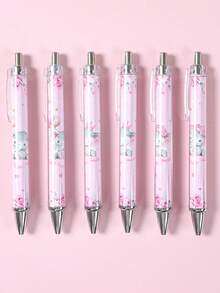 6 Stücke rosa Elefant Kugelschreiber mit schwarzer Spitze, einziehbare Stifte, Unterschriftsstifte, Gender Reveal Party Geschenke, Baby Shower Dekorationen, 1. Geburtstags Party Deko, Bridal-Shower Geschenke, Erste Geburtstags Party Geschenke, Baby Mädchen Party Zubehör, Baby Mädchen Shower Dekorationen